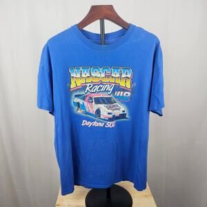 NASCAR Racing Daytona 500 Graphic T-Shirt Blue Modern XL Retro